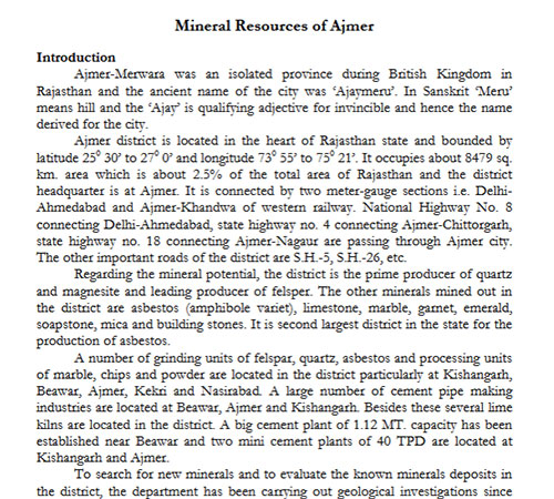 Mineral Resources of Ajmer
