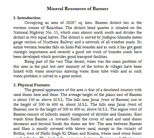 Mineral Resources of Barmer