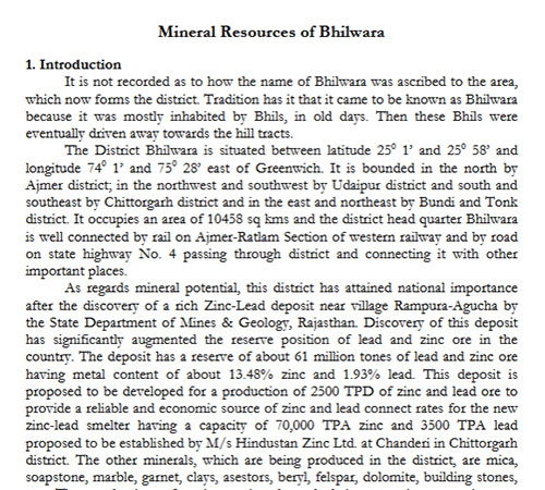 Mineral Resources of Bhilwara