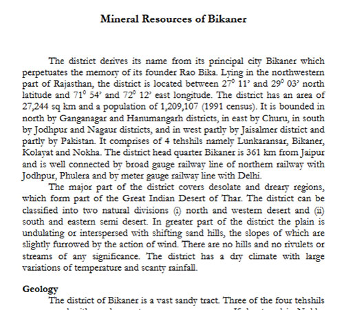 Mineral Resources of Bikaner