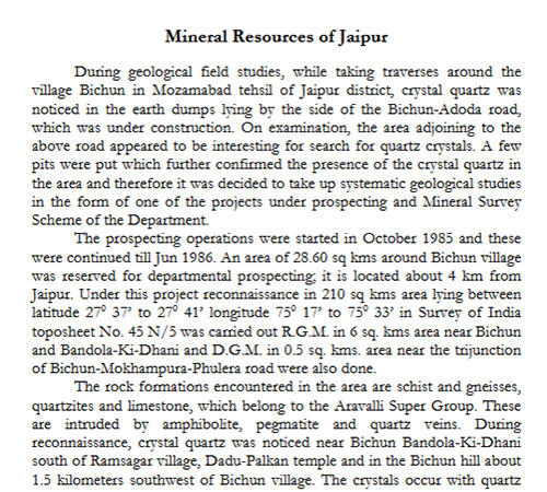 Mineral Resources of Jaipur