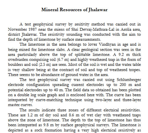 Mineral Resources of Jhalawar
