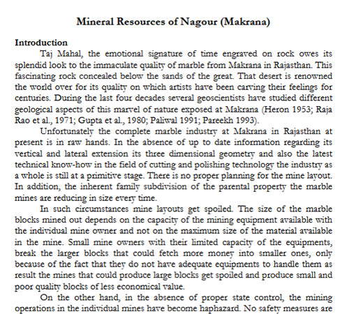 Mineral Resources of Nagour (Makrana)