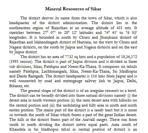 Mineral Resources of Sikar