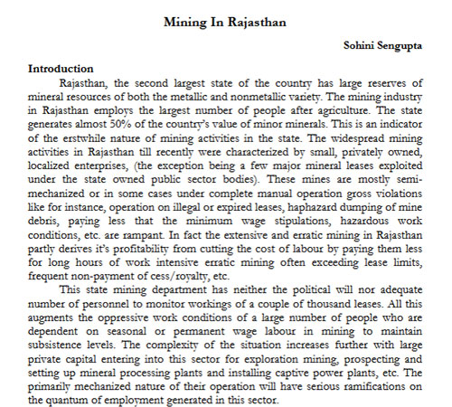 Mining In Rajasthan Sohini Sengupta