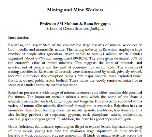 Mining and Mine Workers