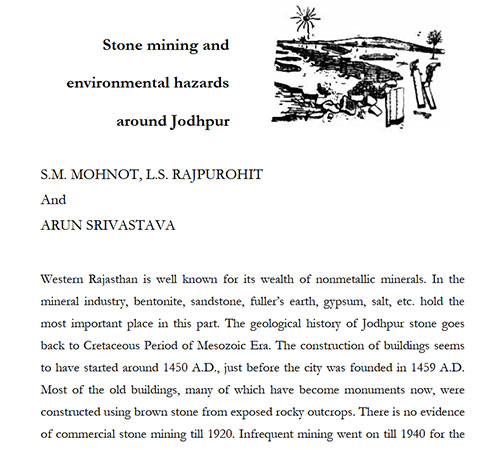 Stone mining and Environmental Hazards Around Jodhpur