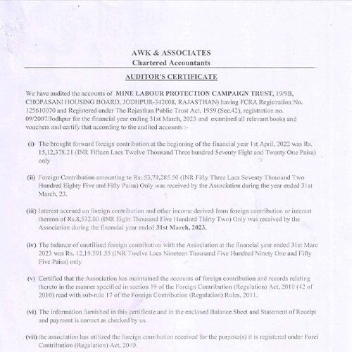 FCRA Audit Report FY 2022-23