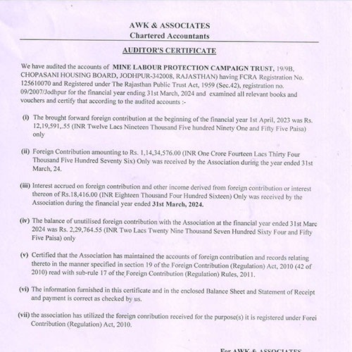 FCRA Audit Report FY 2023-24